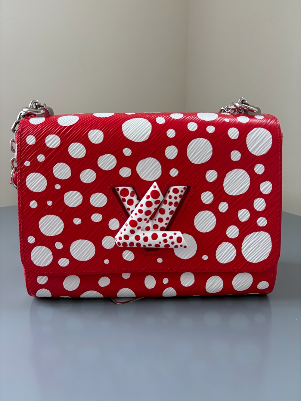Louis Vuitton Red and White Polka Dot Chain Shoulder Bag